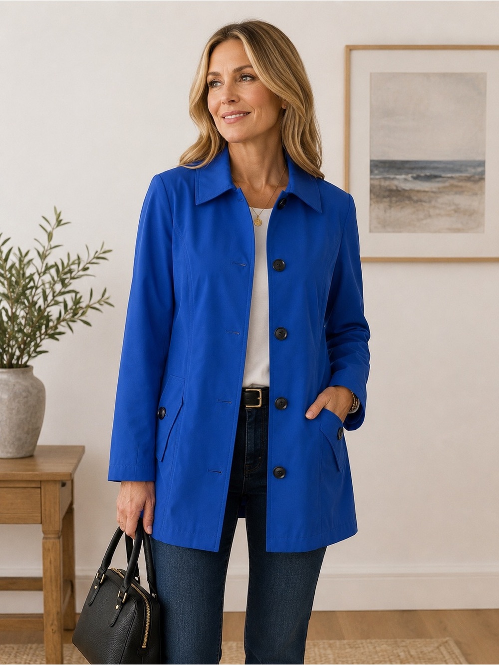 Dennis by Dennis Basso Cobalt Blue Lightweight Jacket Large